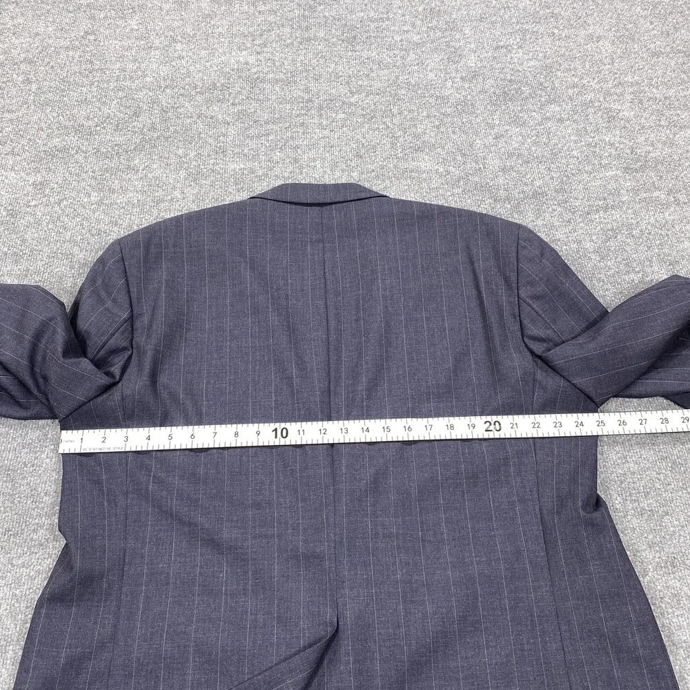 Vintage Chaps Ralph Lauren Suit Jacket Mens 48 Blue Striped Wool 2-Piece‎